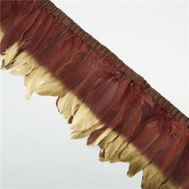 2 метра золотые, серебряные гусиные перья, отделка на ленте, бахрома, лента, гусиное перо для поделок, золотые аксессуары для рукоделия, украшение