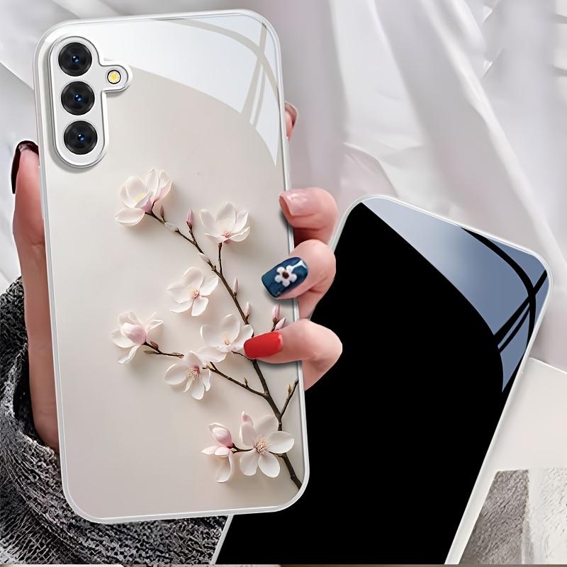 Стеклянный чехол для телефона «Ветка нефритовой орхидеи» Подходит для Samsung Galaxy S26 S25 S24 S23 S22 S21 S20 FE/Ultra/Plus5G Противоударная задняя крышка