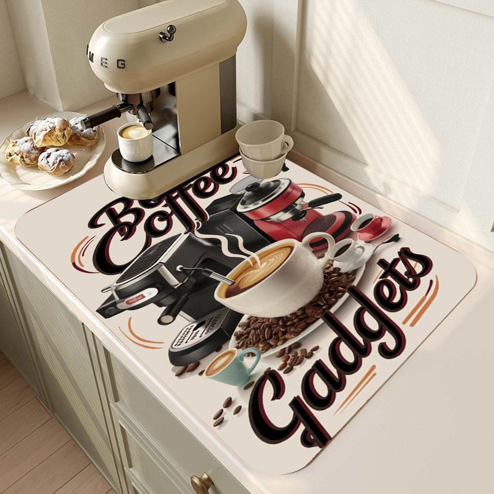 Coffee Bar Mat Rubber Dish Drying Mat For Kitchen Counter for Home Bar Kitchen Mat Coffee Bar Decorative Coffee Dish Drying Pad