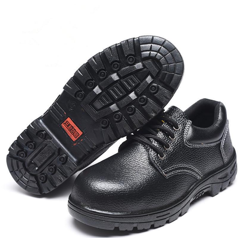 Защитная рабочая обувь для мужчин, износостойкая, легкая, нескользящая, из тисненой коровьей кожи, с защитой от ударов и проколов