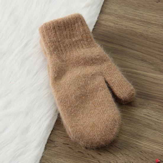 1 пара женских варежек, двухслойные, милые, эластичные, мягкие, утолщенные, холодостойкие, однотонные, осенне-зимние, перчатки для девочек для катания