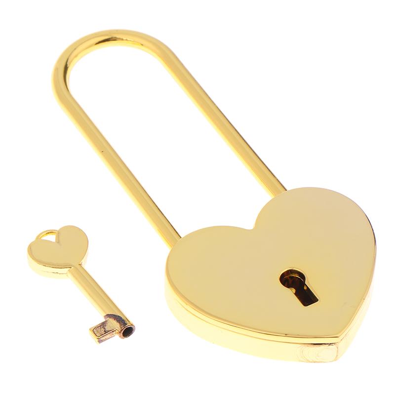 1 Set Metal Heart Shaped Padlock Antique Style Love Lock Set With Key Wedding Valentine'S Day Gifts Couple Wishing Lock