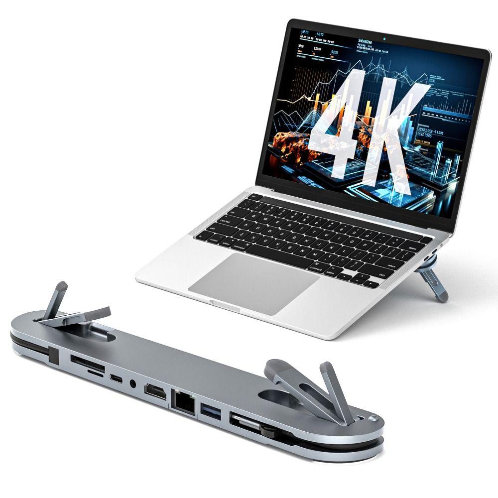 Gigabit Ethernet Laptop Docking Station Stand 7 in 1 Expander Professional USB C Hub