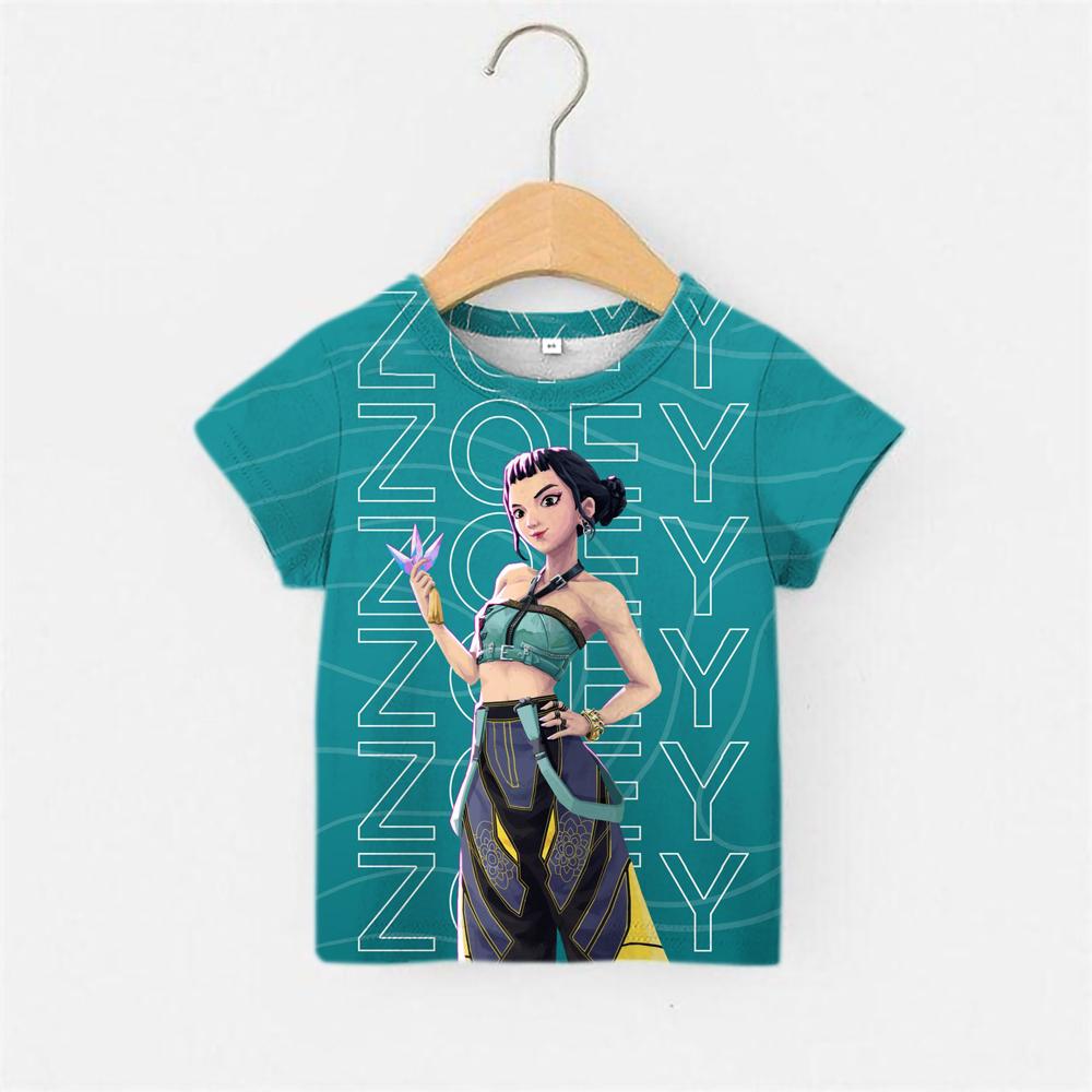 Девочки KPPOP Серия Huntrix Футболка с коротким рукавом Сладкая мультяшная 3D-печать Детская футболка Мода Отпуск Повседневный Спортивный топ