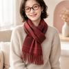 Cozy Plaid Scarf Soft Neck Warmer Shawl Korean Style Faux Cashmere Scarf  Fall Winter Season
