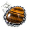 Подарочный кулон ручной работы из стерлингового серебра 925 пробы с натуральным тигровым глазом 2,21 дюйма W4L91