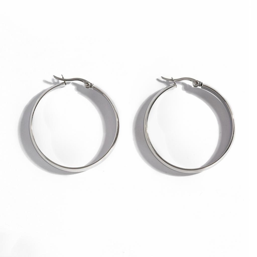 UHBINYCA Классические круглые женские серьги из нержавеющей стали, гладкие увеличенные украшения из нержавеющей стали