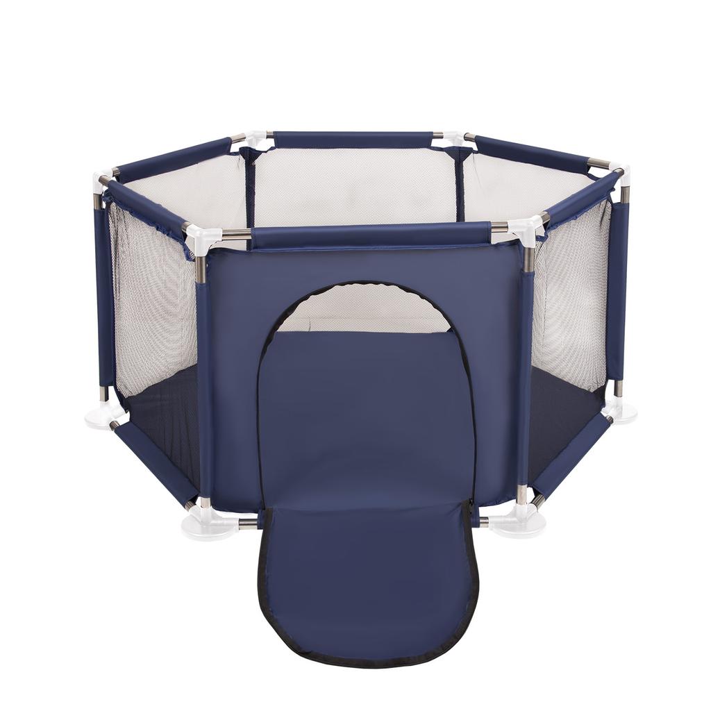 Selonis Hexagon 6 Side Play Pen with 100 Balls, Blue:yellow/green/blue/red/orange