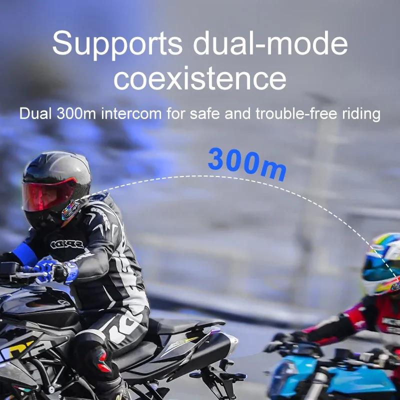 Y20 MAX Беспроводная рация для мотоциклетного шлема, гарнитура Bluetooth 5.3, водонепроницаемость IPX6, RGB, голосовое управление, беспроводная гарнитура для мотоцикла, hands-free