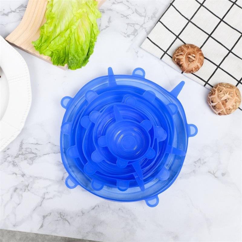 6 Pcs Kitchen Gadgets Kitchen Accessories Reusable Silicon Stretch Lids Universal Lid Silicone Food Wrap Bowl Lid Kitchen Tools