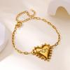 Браслеты Сердце Мама для Женщин Позолоченная Нержавеющая Сталь Персиковое Сердце Мама Регулируемый Цепочный Браслет Подарок на День Матери
