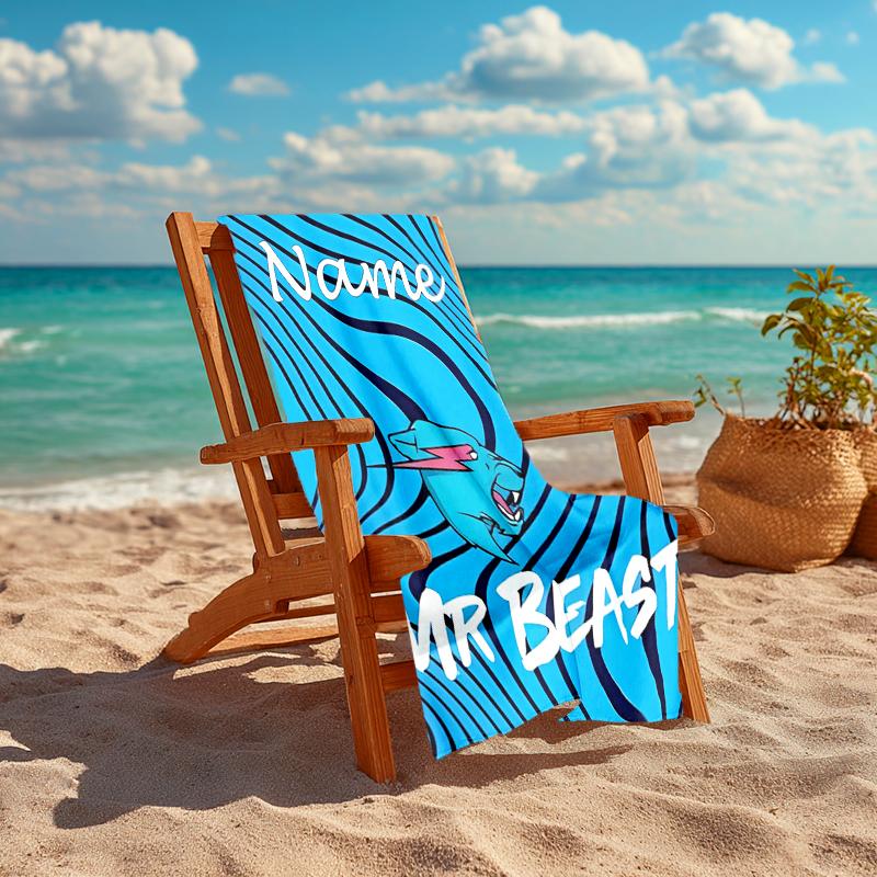 Personalized customized proof beach towel with MrBeast logo pattern - soft, absorbent,quick-drying,perfect swimming,camping&bathing