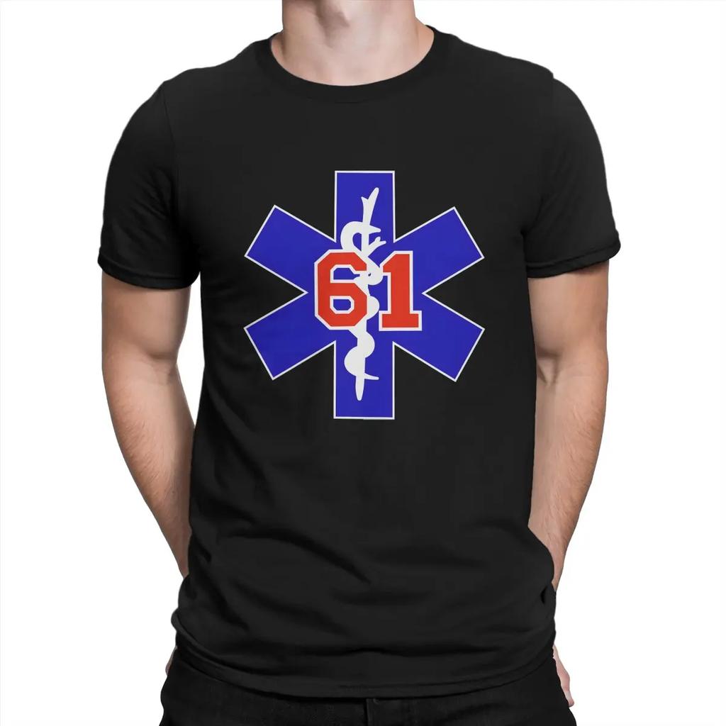 Men AMBULANCE 61 T Shirts Chicago Fire 100% Cotton Clothes Hipster Short Sleeve Crew Neck Tee Shirt Party T-Shirt