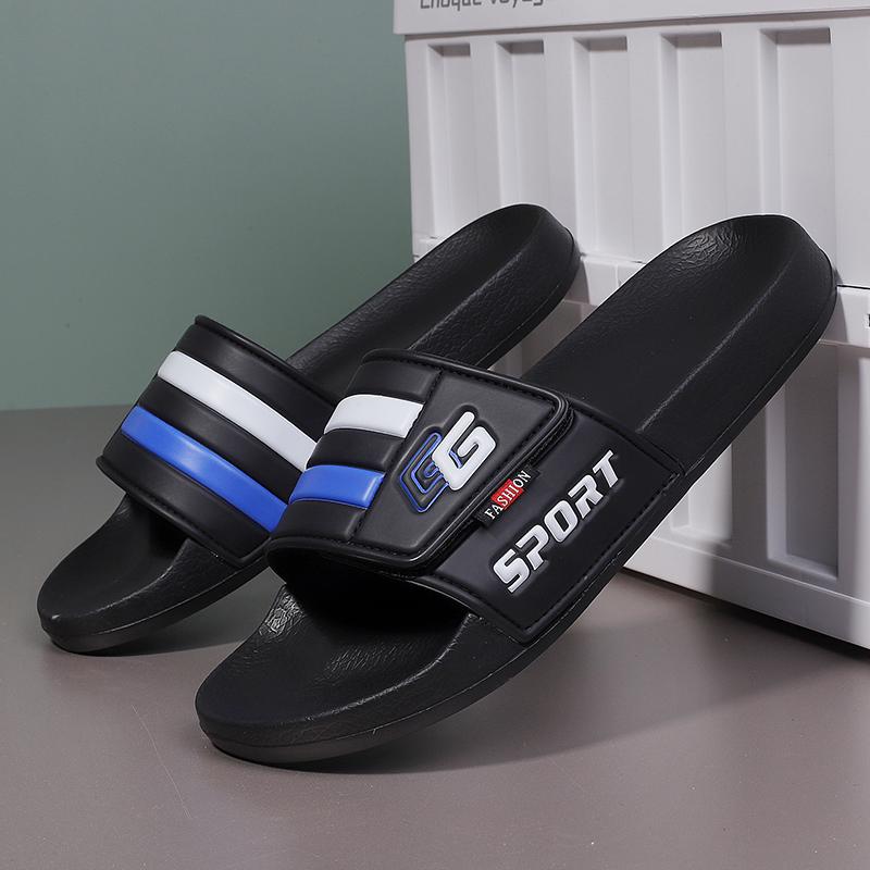 New Mens Slippers Velcro Strap Slipper Lightweight Slide Summer Beach Shoe Soft Mules Slide Flip Men Big Size Sandal Casual Clog