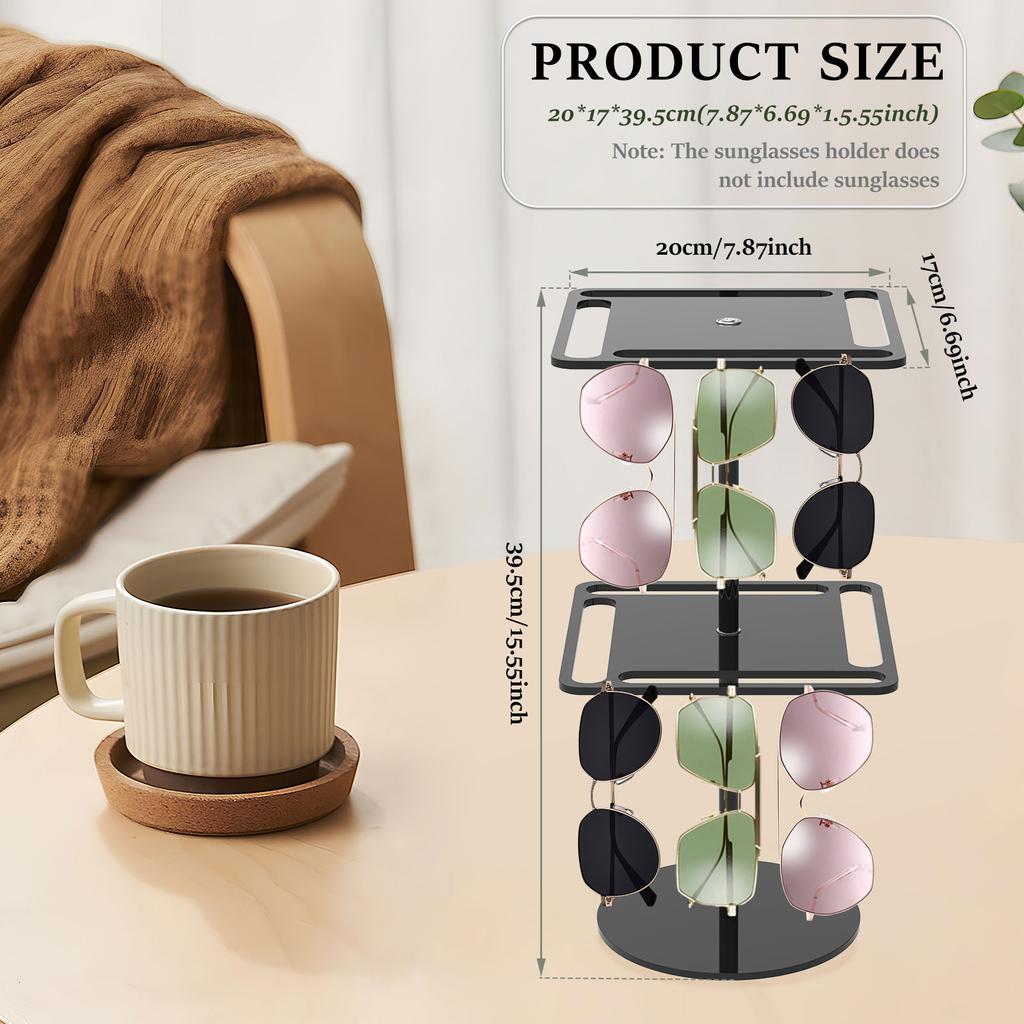 1/2-слойная вращающаяся на 360° подставка для солнцезащитных очков, акриловый прозрачный органайзер для очков, настольная стойка для 12/24 очков