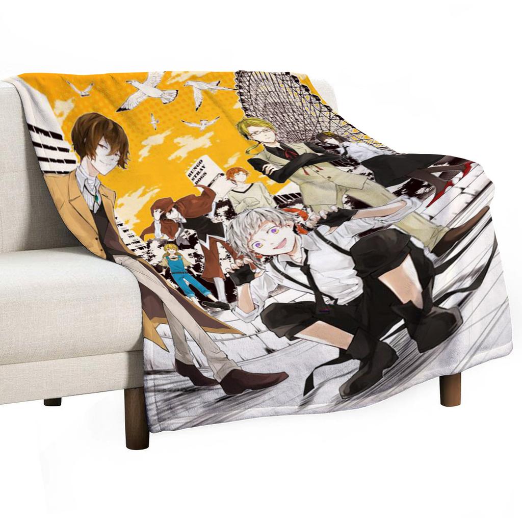 Плед на диван Bungo Stray Dogs, роскошное покрывало, пушистые мягкие пледы, колено, микрофибра, аниме, ребенок, милый, домашний текстиль
