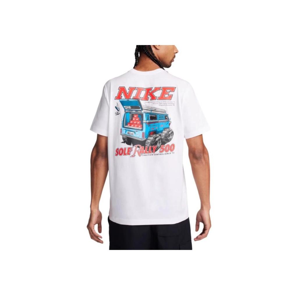 Nike Американская винтажная спортивная футболка с буквенным принтом в рубчик, повседневная удобная футболка с коротким рукавом, мужские топы, белые FQ3765-100