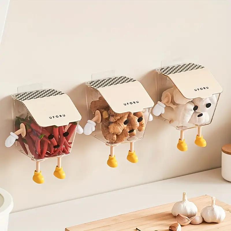 Корзина для хранения на кухне Прозрачная коробка для хранения овощей и фруктов Органайзер для специй Настенный контейнер для еды с имбирем и чесноком Кухонные гаджеты