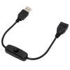 Xiwai USB Кабель-удлинитель USB папа-мама с питанием DC 5V для настольной светодиодной ленты, вентиляторов, удлинитель, 2.0 Type-A переключатель включения/выключения, лампы, [28см]