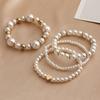 4Pcs Chunky Simulated Zircon Stackable Stretch Bracelet Set Beaded Ball Adjustable Heart Elastic Bangles for Women Wedding Trendy