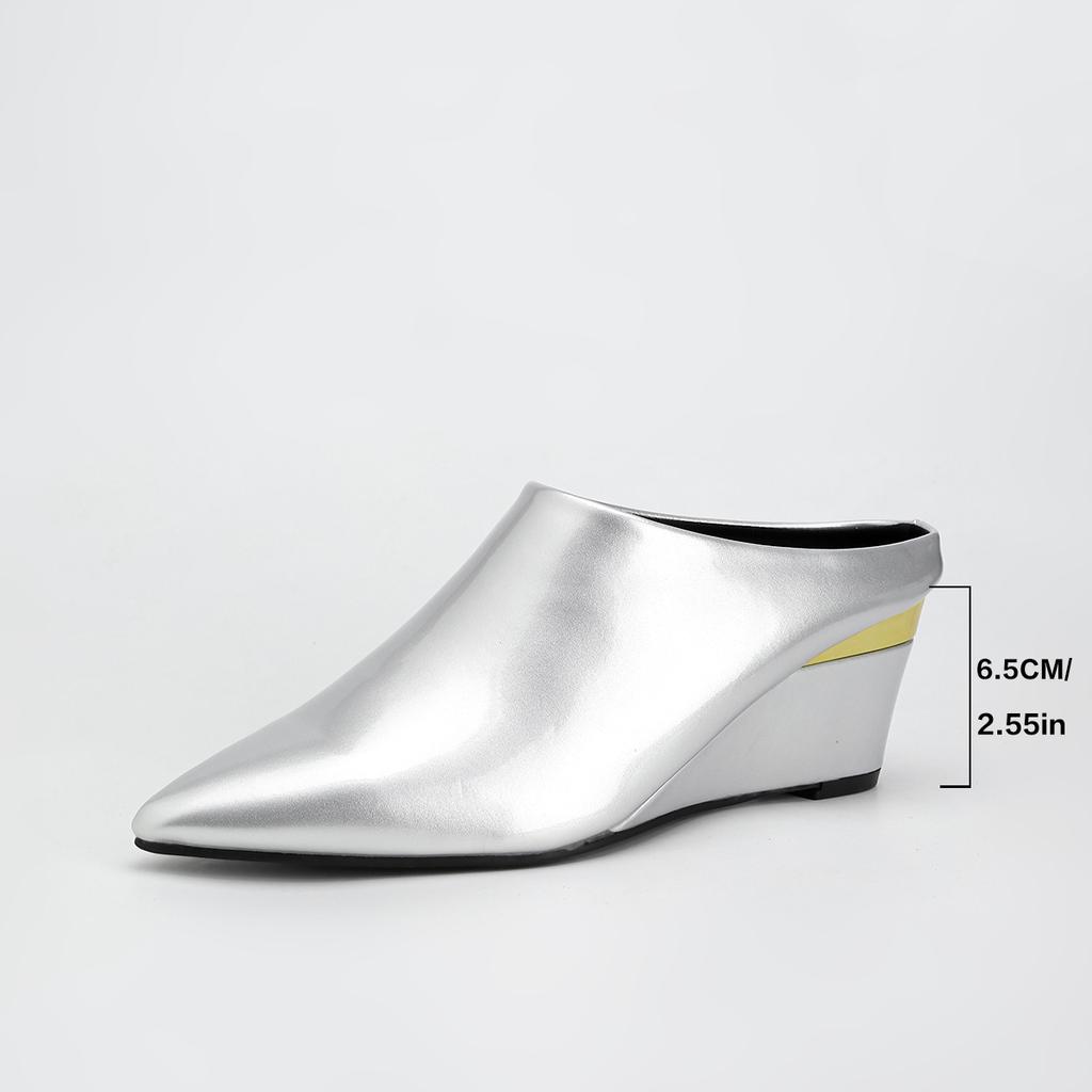 Ветер, каблук-наклон, остроносые туфли на высоком каблуке, серебристые сандалии, глубокий вырез, лакированная кожа, простые женские сандалии большого размера