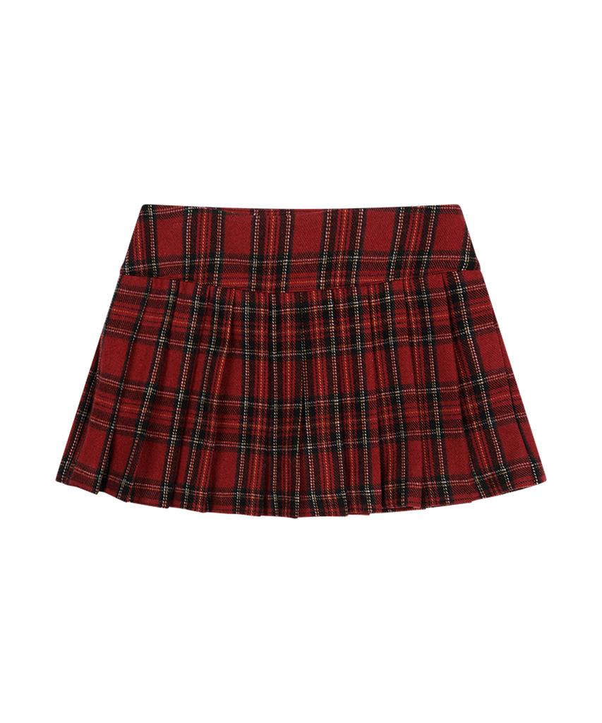 Sunday Fruits Market Sun Pleats Skirt Red Check