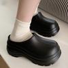 Модные корейские тапочки на платформе для женщин, летне-осенние туфли на танкетке, толстая подошва, женские домашние уличные клоги, сандалии с закрытым носком