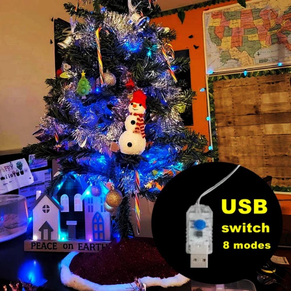 Рождественский светильник 10 м 20 м медно-серебряный провод USB светодиодные гирлянды водонепроницаемые праздничные светильники для сказочного рождественского декора для свадебной вечеринки