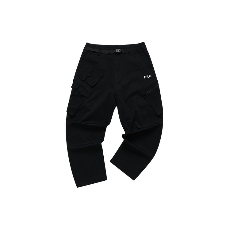 Fila Fusion Однотонные тканые брюки-карго мужские Глубокий черный T11M211806FBK