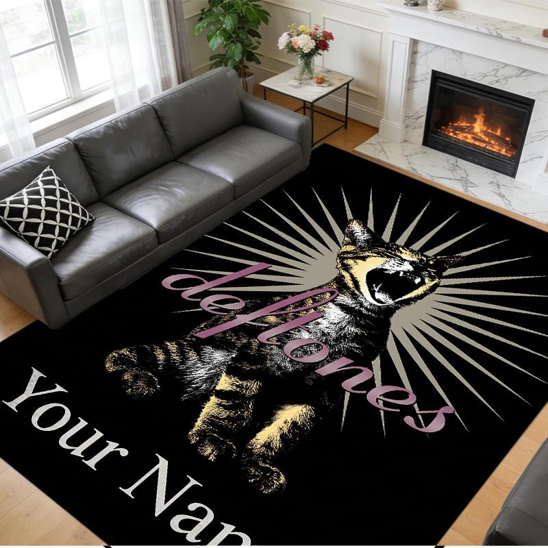 Crystal Velvet Rug Custom Name Text, Soft Non Slip Floor Mat Home DecorDeftones