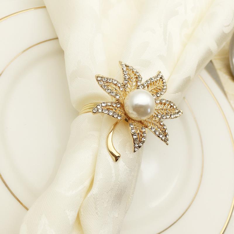 10 шт. Алмазный Лист Дерева Пряжка для Салфетки, Металлический Сплав, Свадебный Банкет, Украшение Стола