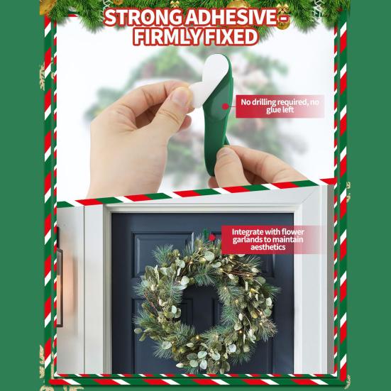 Рождественские вешалки для венков, крючки для гирлянд на каминную полку, самоклеящиеся держатели для рождественских чулок, многоразовые крючки для венков для камина, лестниц, перил