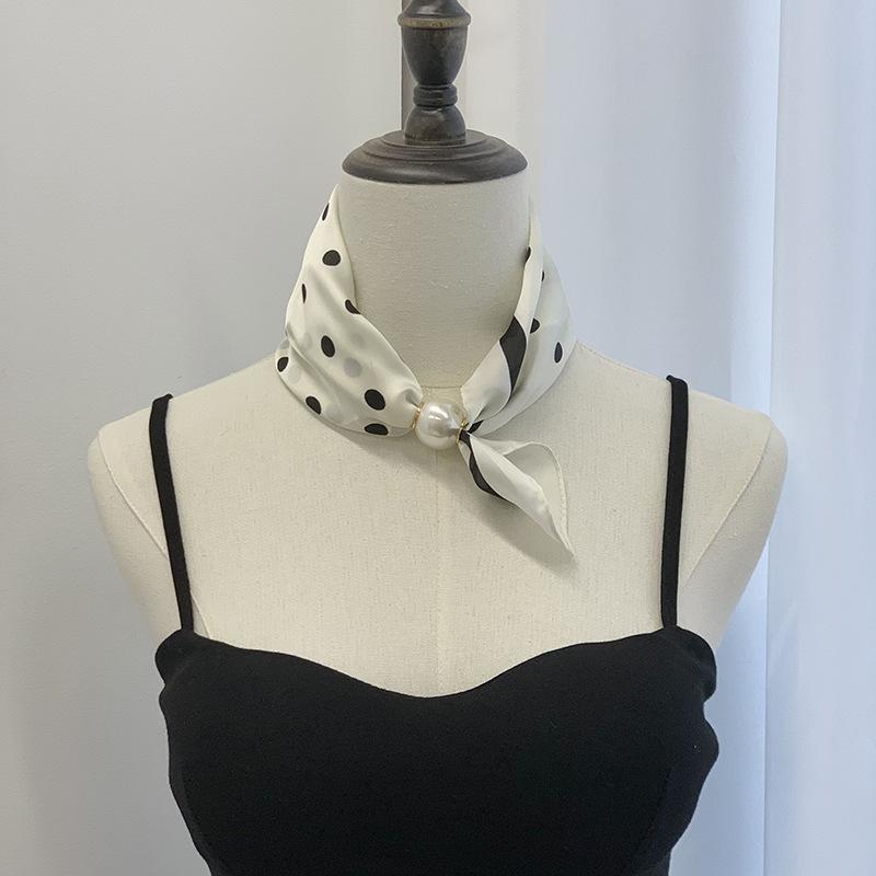 Шелковый шарф новое жемчужное ожерелье весенне-летний тонкий магнитная застежка ленивый шелковый шарф женский шарф-подвеска цепочка на ключицу