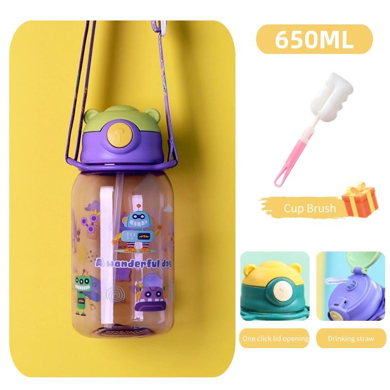 400/650ML Free BPA Leakproof Water Bottle Kids Water Cup Creative Cartoon Cup with Straw Portable Plastic Water Cup for Children