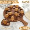 Деревянный поднос для яиц Круглая доска для закусок Многофункциональный держатель для фаршированных яиц Большой поддон для кухонного холодильника