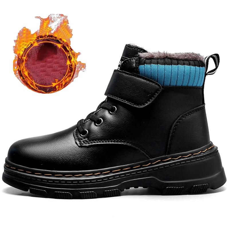 Зимние детские плюс бархатные ботинки для мальчиков. Хлопчатобумажная обувь в больших зимних сапогах.