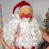 New European and American style Santa Claus hooded mask with a red face, white beard, and latex head covering