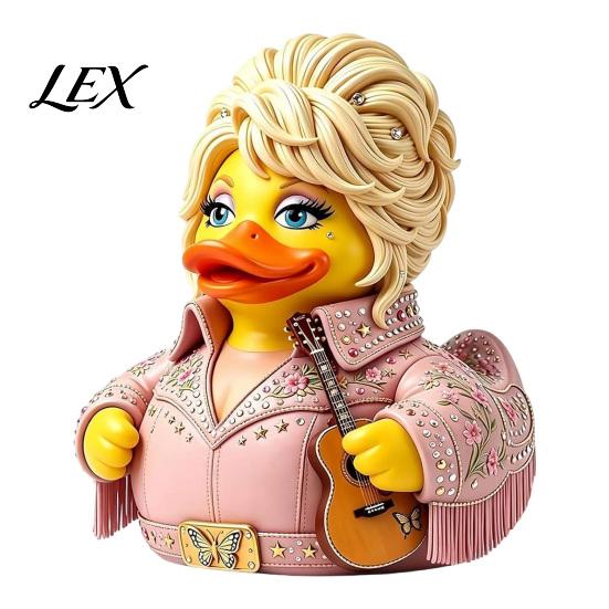 Статуэтка утки из смолы для домашнего декора Parton Memorial Duck, Фигурка Dolly, Статуэтка в стиле кантри-музыки, Ручная роспись фигурки музыканта на гитарную тематику, Декоративная