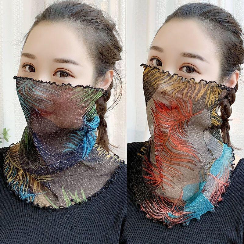 Женский солнцезащитный шарф, маска для шеи, летняя защита от ультрафиолета, дышащая тонкая маска, уличный шелковый шарф
