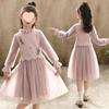 Spring 2025 Girls' Chinese Style Puff Sleeve Mesh Princess Dress