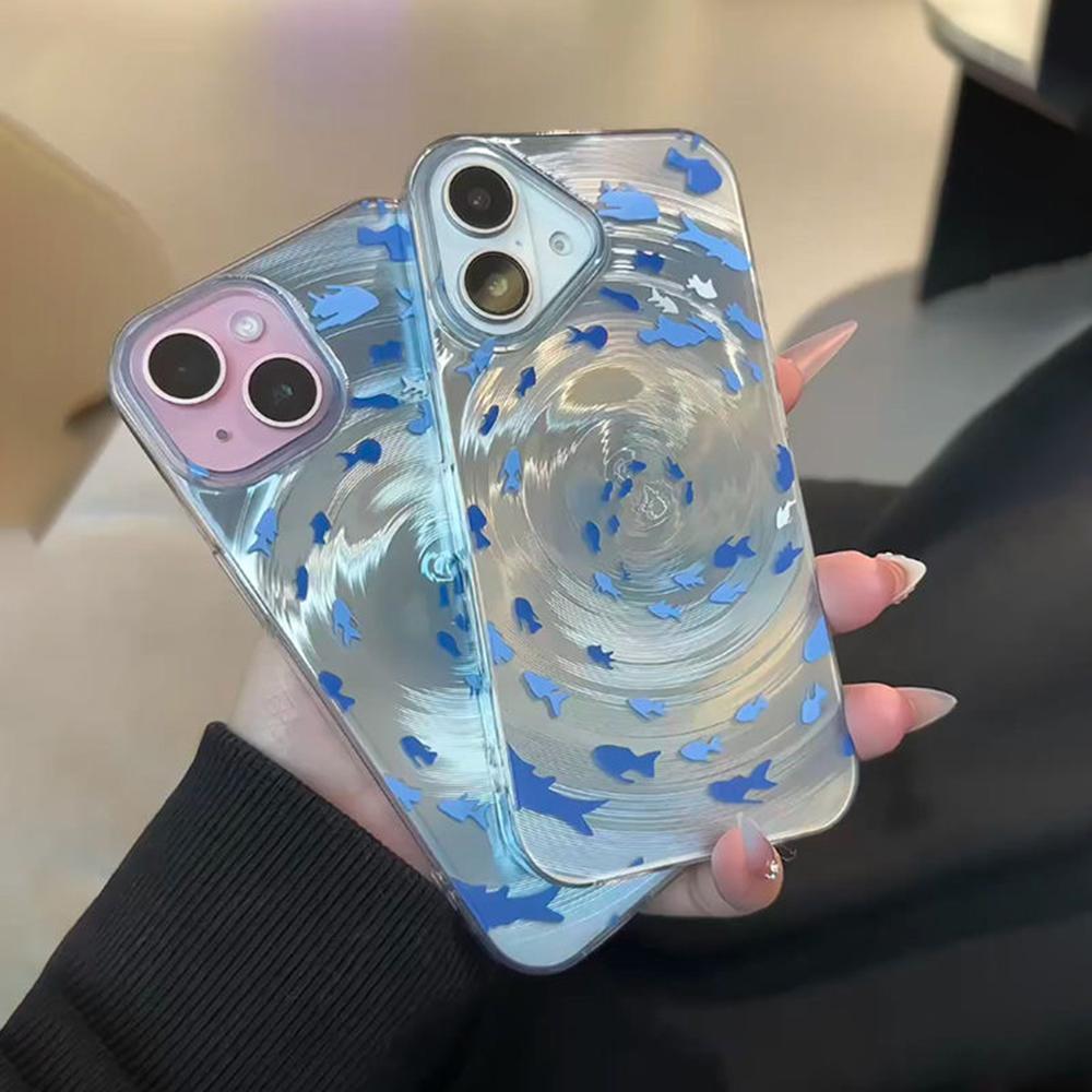Лазерный вихревой чехол для телефона для iPhone 15 16 Pro Max 17 Air 14 11 13 12 13promax 15promax Рыба Мягкий Funda Защитная крышка