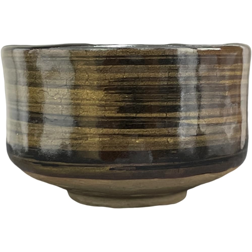 Matcha Black Glaze with Gold Mino Ware Tea Ceremony Made in Japan Ale-net Bowl, Decoration, Ceramic, 11.8×H7cm, Utensil,
