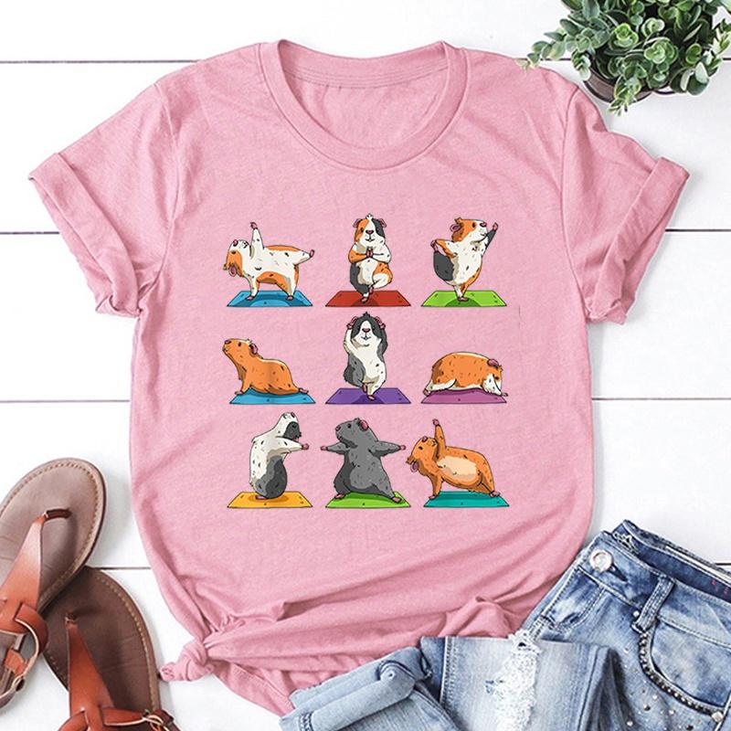 Футболка с принтом морской свинки для йоги, унисекс, крутая летняя повседневная футболка