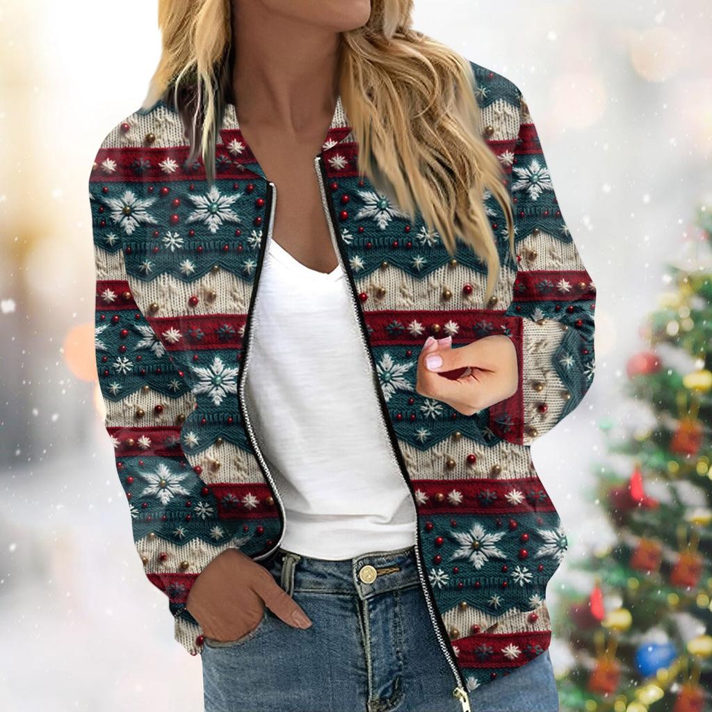 Women's Jacket Long Sleeve Lightweight Zipper Cropped Floral Printed Outerwear Casual Quilted Jacket With Pockets