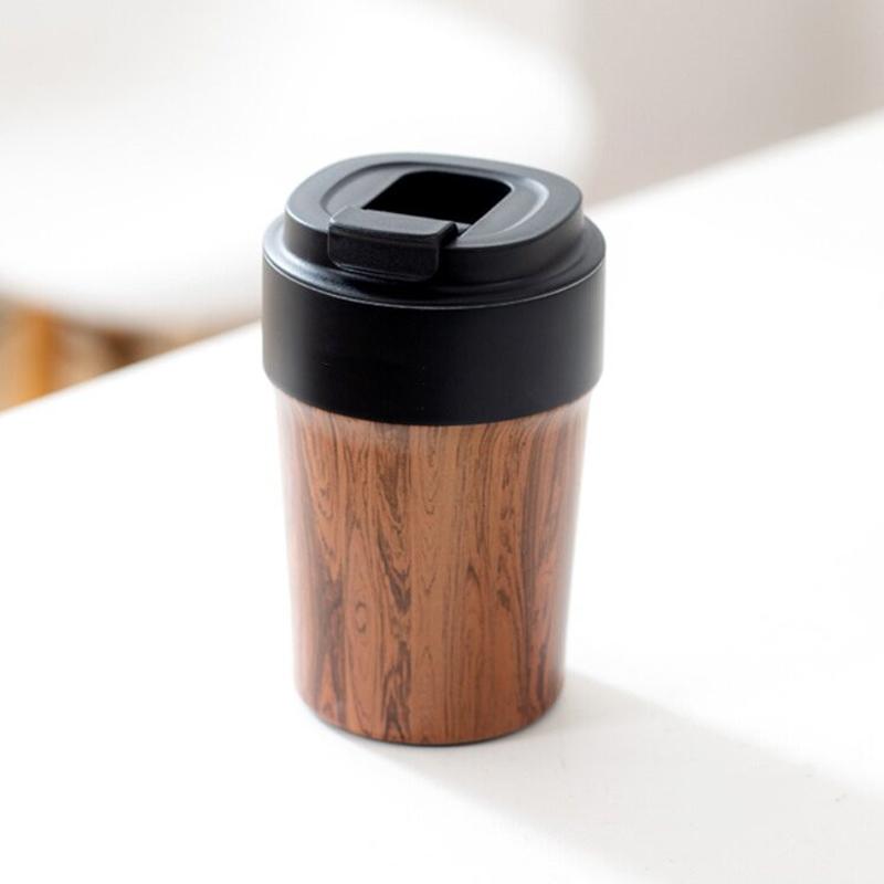 Wood Grain Thermo Cafe Thermos Mug for Tea Water Coffee Leak-Proof Travel Thermo Cup Stainless Steel Coffee Mug