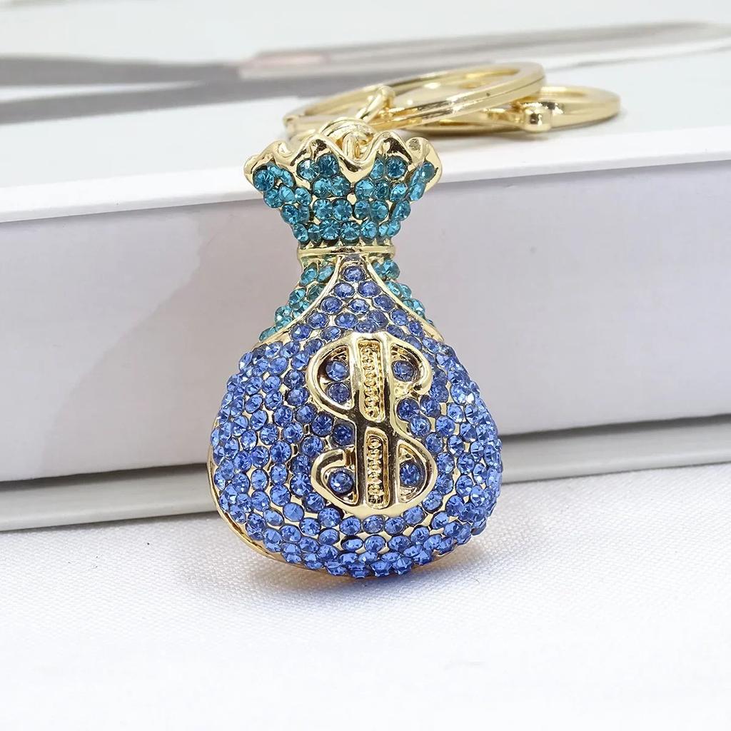 3D Dollar Bag Shaped Women's Bag Accessories Rhinestone Key Chain Fashion Pendants Party Favors Car Keys Decoration Accessory