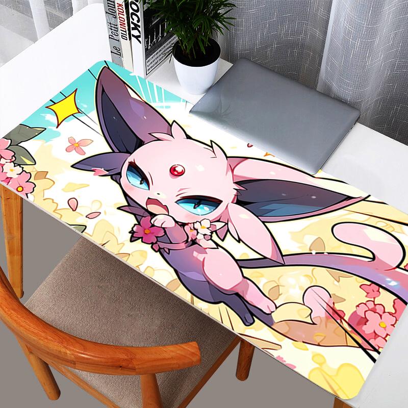 Kawaii Glaceon in Icy Landscape Desk Pad Cute Eeveelution Gaming Mouse Mat
