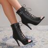 Women's sandals open-toed summer fashion straps cool boots high-heeled sandals fish mouth large size single shoes Roman sandals 43