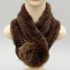 Women Scarf Natural Mink Fur Scarf Winter Female Warm Shawls Stylish Solid Knitted Neckwarmer 62cmx10cm