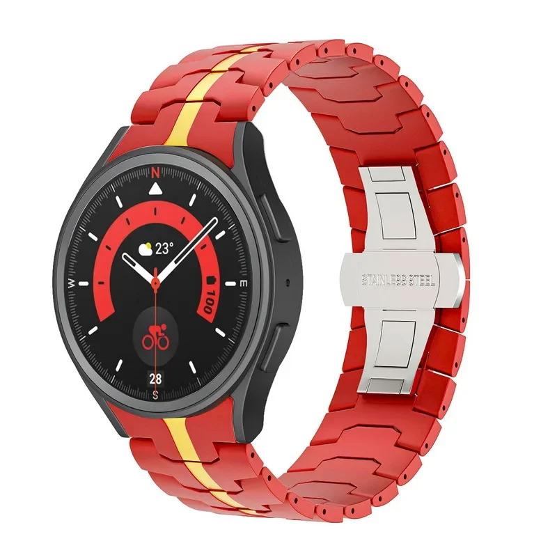 Ремешок титанового цвета для Samsung Galaxy Watch 6 Classic 47 мм 43 мм/5 Pro 45 мм Металлический браслет для Galaxy Watch 7 6 5 4 44 мм 40 мм